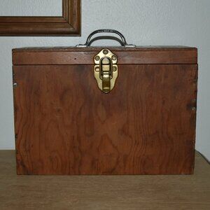 Vintage Antique Old Handmade Wood Machinist Chest Tool Box With Handle